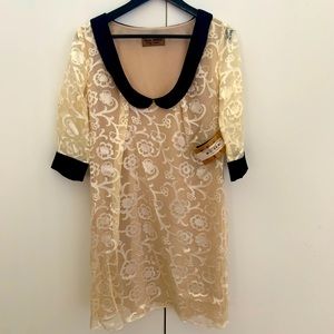 NWT! Karen Zambos vintage couture round collar dress